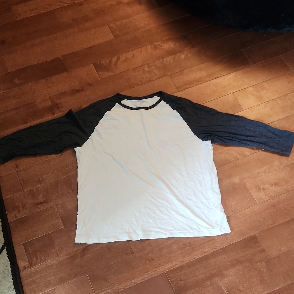 Old Navy White and Black Raglan Sleeve Shirt